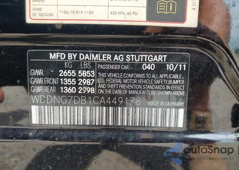 2012 Mercedes-Benz S 550 from USA, damaged, VIN WDDNG7DB1CA449178
